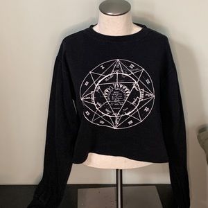 PAC Sun small S black crop cropped sweatshirt